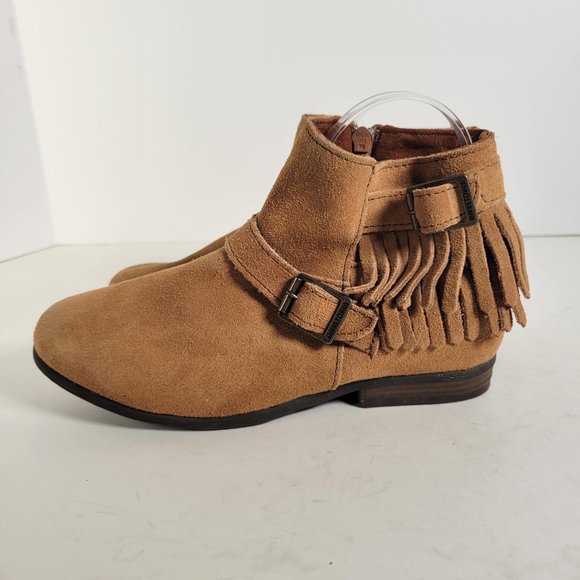 Minnetonka Suede Tan Double Fringe Bootie RANCHO Women Size 7 - Picture 4 of 14